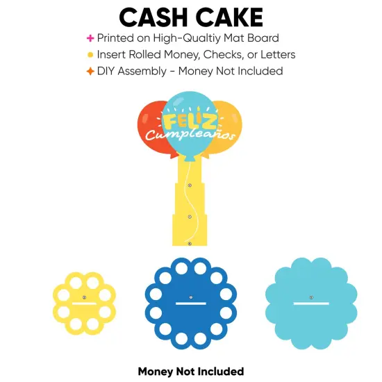 Big Dot of Happiness Feliz Cumpleanos - DIY Happy Birthday Money Holder Gift - Cash Cake {3}