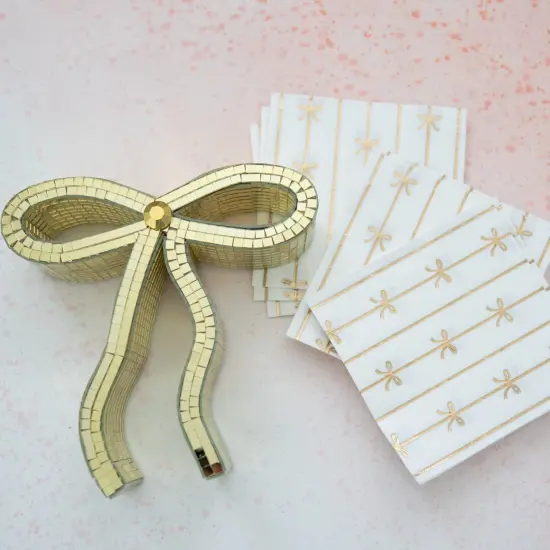GOLD SIGNATURE BOW SMALL NAPKINS {3}