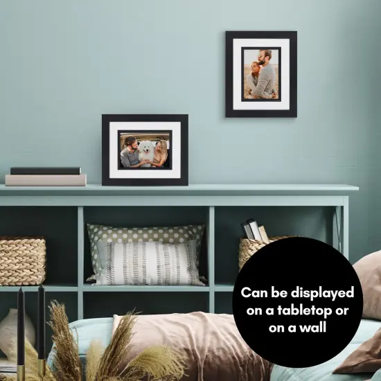 Americanflat 8x10 Picture Frame with Decorative Inner Mat Accent - Use as 5x7 photo frame with Mat or 8x10 frame without the Mat - Statement Frame with Shatter-Resistant Glass and Easel Stand {11}