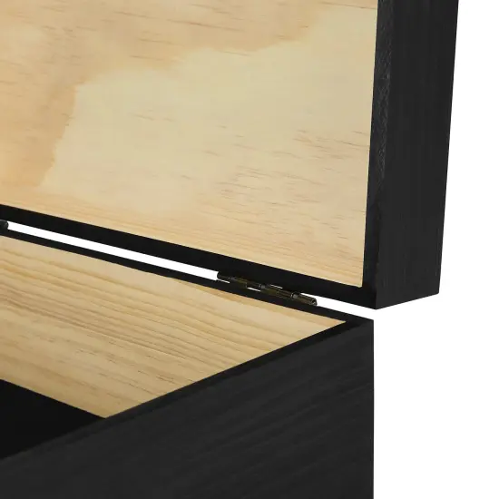 MakerFlo Large Pine Wood Memory Box with Black Felt Inside and Hinged with Clasp of Front, Keepsake Wooden Box Ideal for Craft and Personalization (Laser Engraving, Epoxy, UV DTF, and Vinyl) {3}