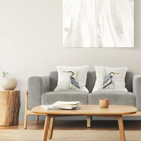 Egrets in Tall Grass 2 PC Decorative Printed Throw Pillow Set Design by Elena Vladykina, 18 x 7 x 18 {2}