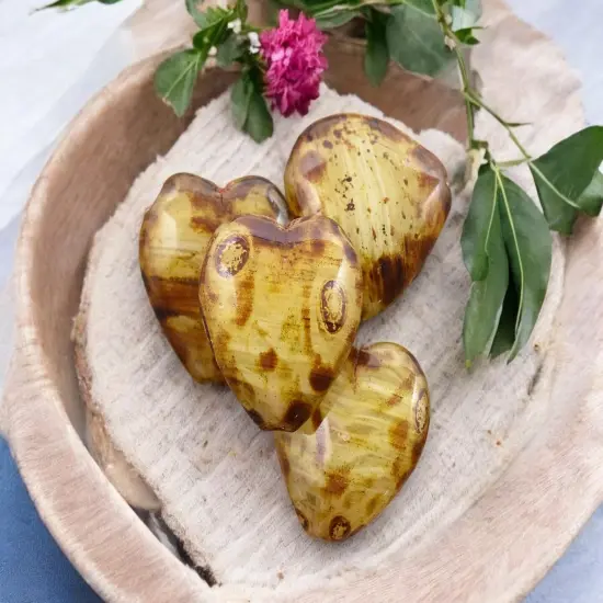 *10* 16x15mm Mottled Beige Opal Travertine Heart Beads {4}