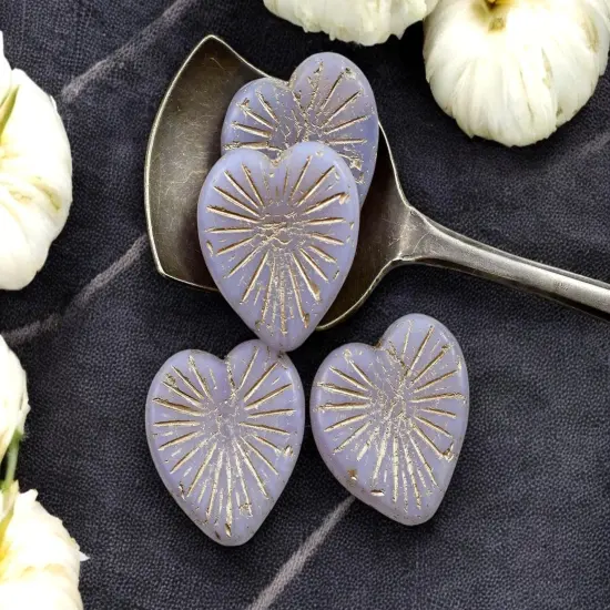 *4* 22mm Platinum Washed Thistle Heart Beads {1}