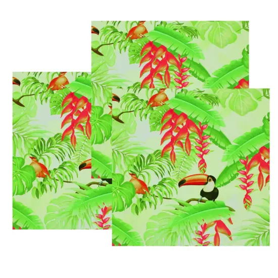 Toucans On Palm Leaves Printed Spandex Fabric {4}