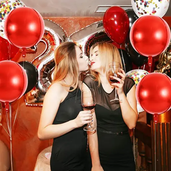 10pcs 15 Inch Red 4D Balloons Foil Mylar 4D Round Balloons for Baby Shower, Gender Reveal, Wedding, Birthday or Engagement Party Decoration {5}