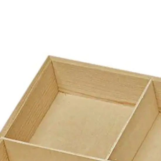 Natural Pine Wood 4 Section Trays 6 3/4" x 6 3/4" x 1 3/8" 12 Each {5}