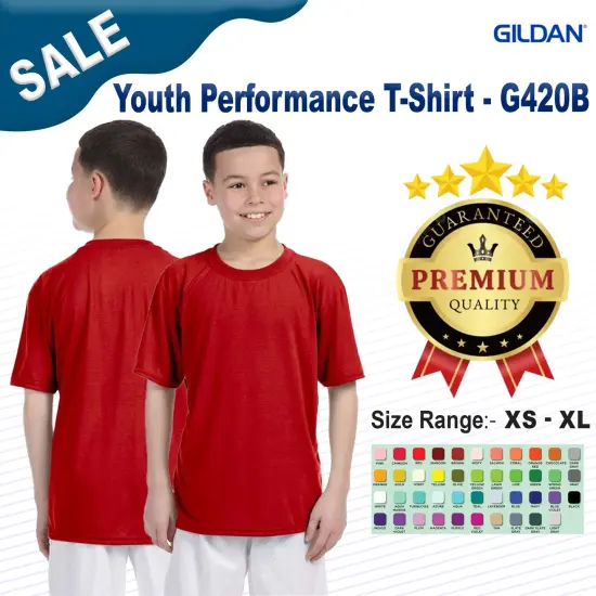Gildan&reg; Youth Performance Crewneck Short Sleeve T-Shirt SAFETY GREEN {2}