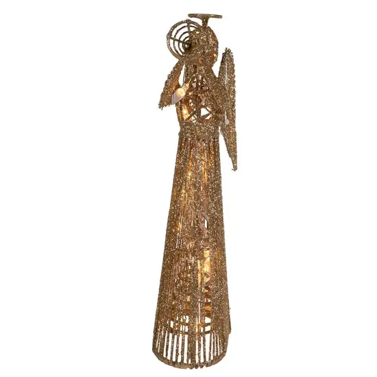 Kurt Adler 12-Inch 20 Light Incandescent Gold Glitter Angel Tree Topper {1}