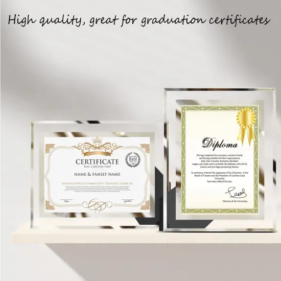 LUCKYLIFE 8.5x11 Picture Frame Glass Certificate Document Frame for Tabletop Display, 1 Pack {4}