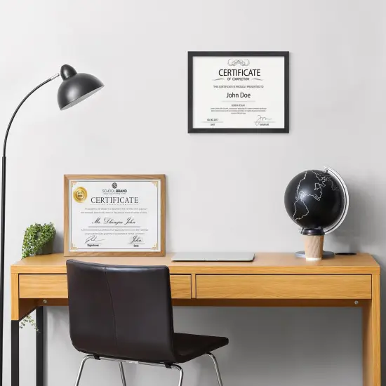 Diploma Frame For 8.5x11 Certificate Document | Solid Oak Wood 8.5 By 11 Picture With Mat For 6x8 | 8 1/2 x 11 Certificate Frame | Plexiglass And Hanging Hardware Included | Natural {5}