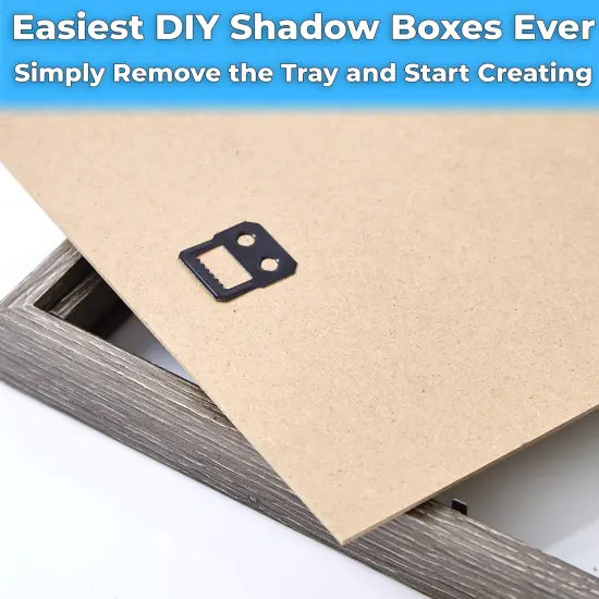 Real Wood 8x10 Shadow Box Frame 1pk. Genuine Hardwood Display with Real Glass. Best Shadowbox to Showcase Photos, Tickets, Wedding Bouquets, CDs, Medals, Awards, Seashells and Insects. {4}