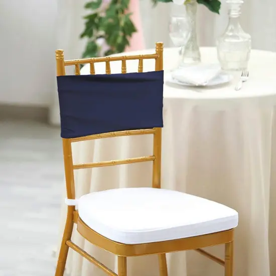 10 Pieces Navy Blue Stretch Spandex Chair Bands for Banquet Chairs 7 x 13 Inches {3}