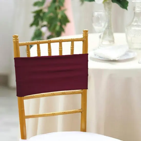 10 Pieces Burgundy Stretch Spandex Chair Bands for Banquet Chairs 7 x 13 Inches {3}