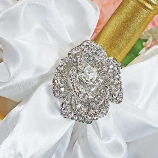 Rose Rhinestone Chair Sash Buckle Silver Metal Accent 2 Inch Width {3}