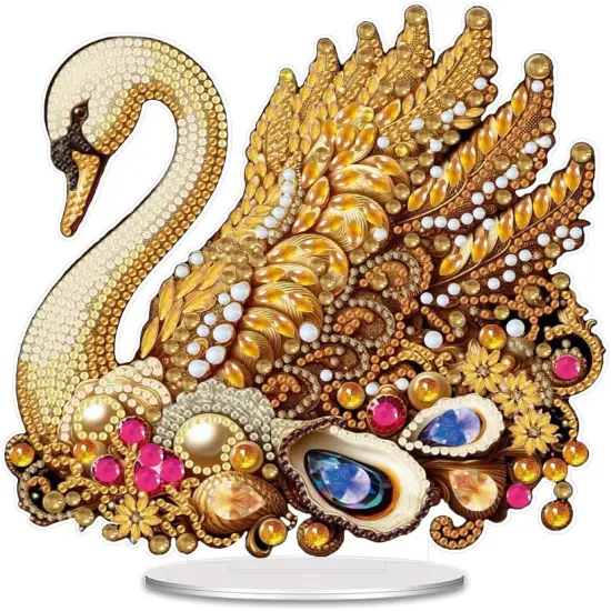 Diamond Desktop Ornament Swan, Diamond Art Ornament,Special Diamond Art Kit for Adults, DIY Tabletop Ornament Decor, Noble Swan {1}