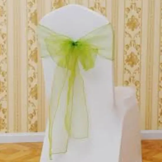10 Pieces Apple Green Angle End Organza Chair Ties, 12"x116" Party Accessories {2}