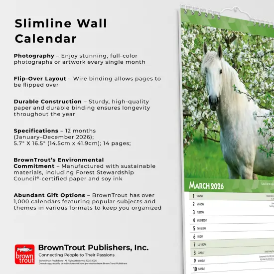 Horse Lovers | 20265.7 x 16.5 Inch (Hanging) Monthly Slimline Wall Calendar {6}