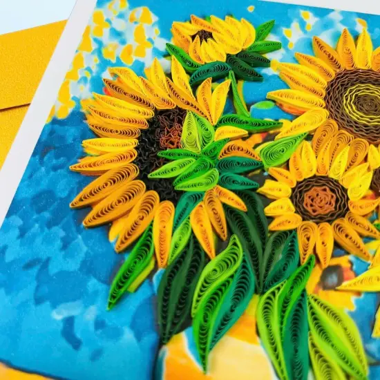 Quilling Cards, Greeting Cards, handmade quilled cards, Greetings Mothers Day Card for Mom (The Difference She's Made) with sunflowers {2}