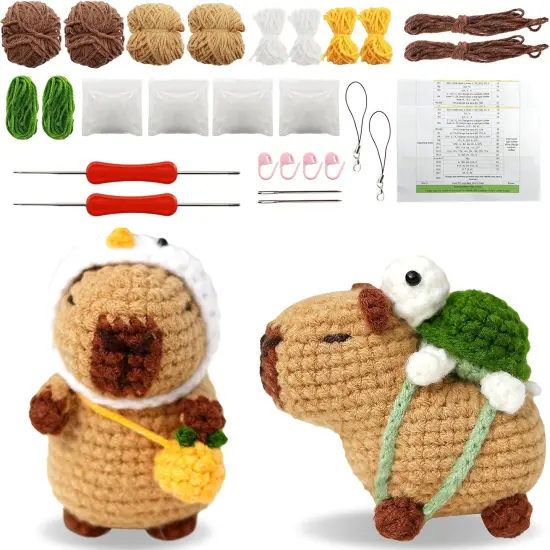 2 PCS Brown Capybara Crochet Kit {1}