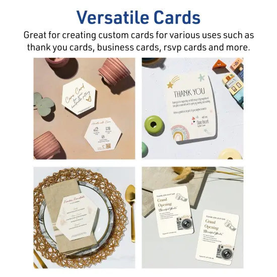 Avery Printable Hexagon Flat Cards, Sure Feed Technology, 3-1/2" x 4", Matte Ivory Cardstock, Print-to-The-Edge, Laser/Inkjet Printable, 40 Total {4}