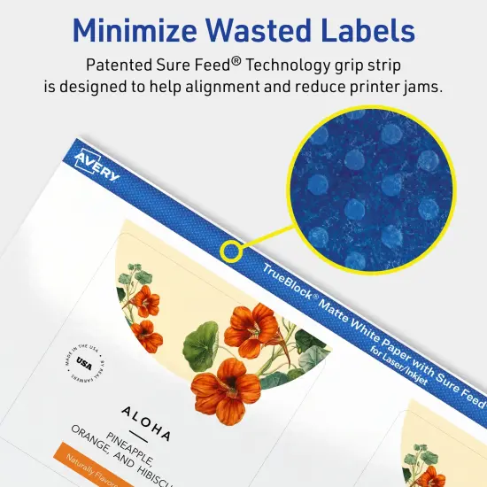 Avery TrueBlock Matte White Paper Labels,2-3/4" x 2-3/4" Square {4}