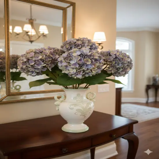 17.75" Artificial Hydrangea Stem with 8" Bloom &ndash; Realistic Faux Flower for Home D&eacute;cor, Bouquets, and Floral Arrangements {2}