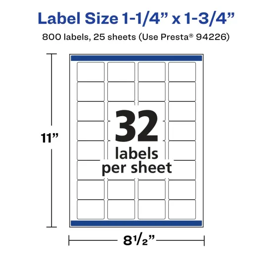 Avery Matte Clear Labels,1-1/4" x 1-3/4" Rectangle {5}