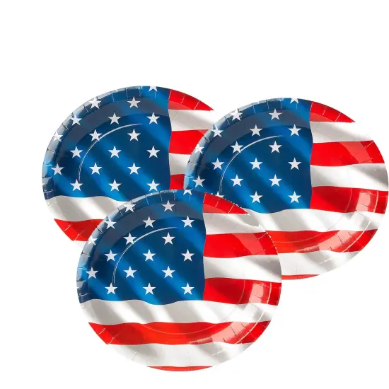 Flag Patriotic Party Paper Banquet Plates 25 Count {5}