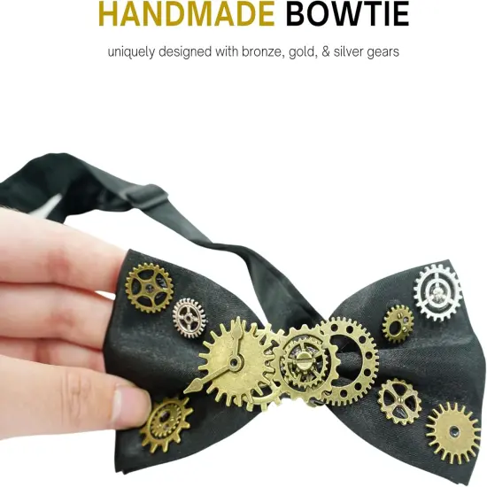 4E&rsquo;s Novelty Steampunk Bowtie for Men & Women &ndash; Gothic Bow Tie for Steampunk Costume, Victorian, Renaissance & Medieval Accessories &ndash; Cosplay, Halloween, Masquerade Party Dress-Up {2}
