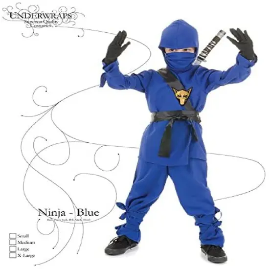 UNDERWRAPS Costumes Children's Blue Ninja Costume, Medium 6-8 Childrens Costume {3}