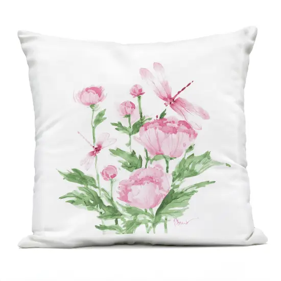 Stupell Industries Province Peonies & Dragonfly Outdoor Pillow, 18 x 7 x 18 {1}