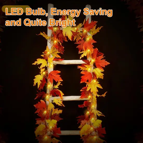 Fall Garland Leafs with Lights and Timer {2}