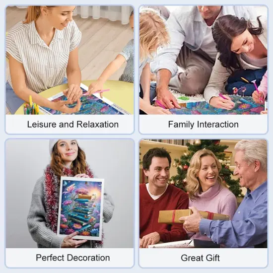 Diamond Painting Kits for Adults Book Flower, Round Full Drill Diamond Art Kits,12&times;16Inch {3}