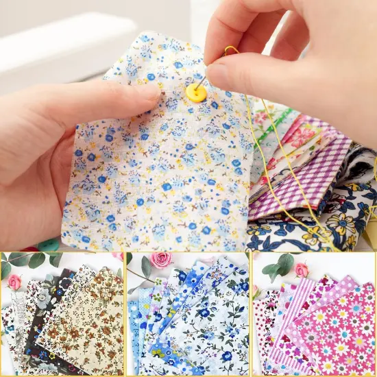 150 Pcs 4 x 4 Inch Cotton Craft Pre-Cut Fabric Bundle Squares {3}
