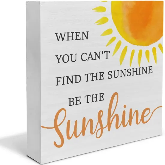 Country Sunshine Summer Tabletop Decor Desk Sign Summer Sunshine Quote Sun Wooden Box Block Sign {1}