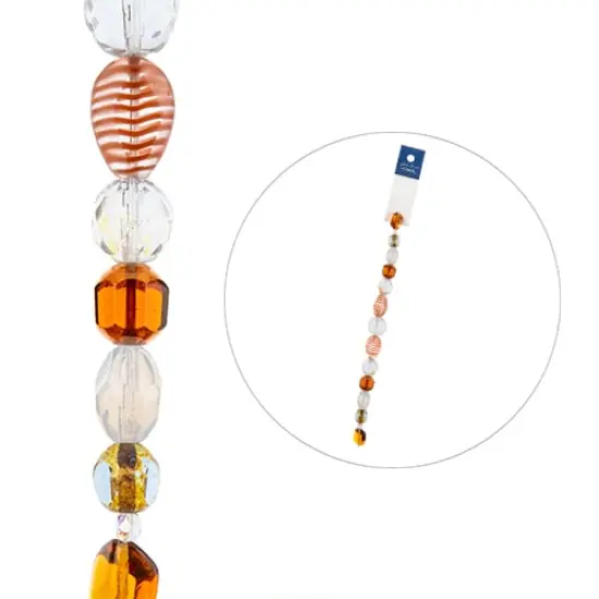 John Bead 7" Assorted Shape Czech Glass Bead Strand Mixed Coral Sunset {2}