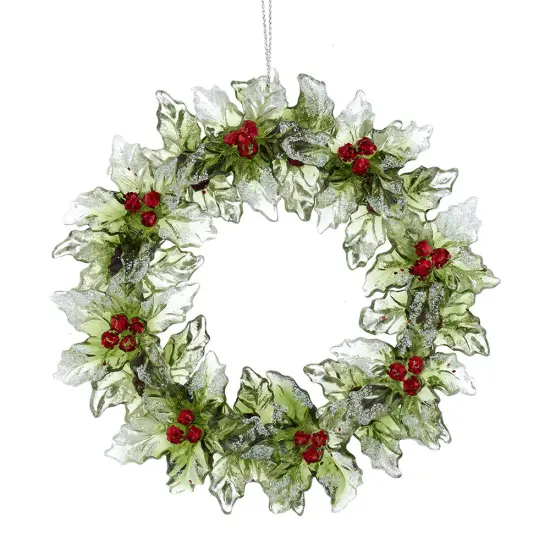 5.2" Wreath Ornament – Festive Christmas Decoration with Glitter Accents {1}
