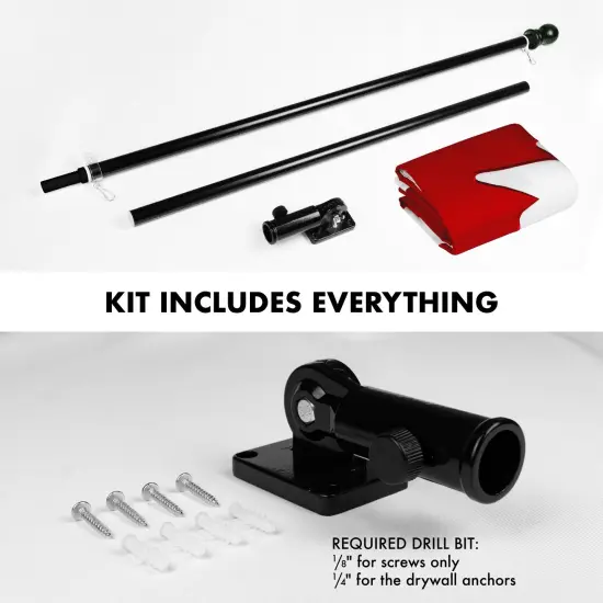 G128 - 6 Feet Tangle Free Spinning Flagpole (Black) Canada Double Sided Brass Grommets Embroidered 3x5 ft (Flag Included) Aluminum Flag Pole {2}