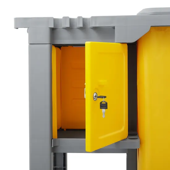 Dryser Commercial Janitorial Cleaning Cart on Wheels - Housekeeping Caddy with Key-Locking Cabinet {5}