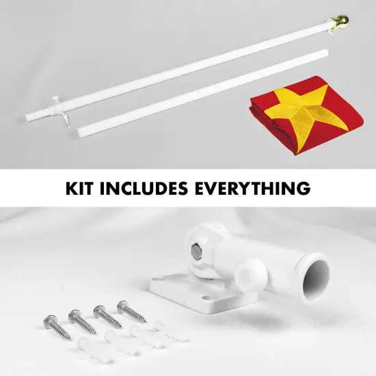 G128 - 6 Feet Tangle Free Spinning Flagpole (White) China Flag Brass Grommets Embroidered 3x5 ft (Flag Included) Aluminum Flag Pole {2}