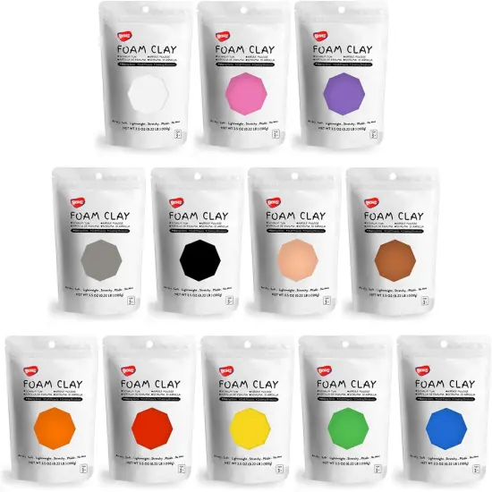 12-Colors Foam Modeling Clay- for Cosplay,School Projects,Baby Hand Print,Slime - Squishy, Air Dry, Soft - Gifts for Adult and Kids - 12 pcs,2.65 lbs,Ages 3 & Up {1}