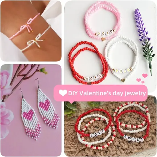 Friendship Bracelet Kit 3mm Seed Beads, 30000 Pcs 8/0 Glass Seed Beads 96 Colors Small Beads Bulk with Letter Bead Charms for Jewelry Making Girls Rings Necklaces {2}