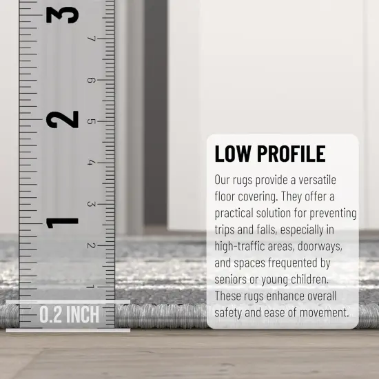 Machine Washable Bordered Design Non-Slip Rubberback 3x10 Traditional Runner Rug for Hallway, Kitchen, Bedroom, Living Room, 2'7" x 9'10", Light Gray {4}