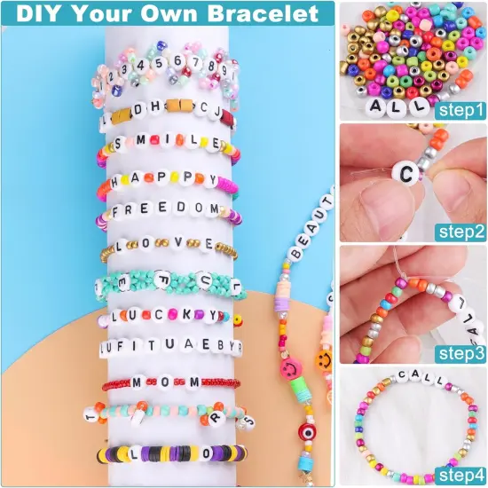 500pcs Letter Beads - Alphabet Beads for Friendship Bracelets & DIY Jewelry Making Kit {3}