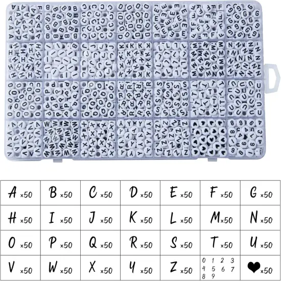 1400pcs Letter Beads, 4x7 mm Acrylic Alphabet Beads, Beads for Jewelry and Bracelet Making {5}