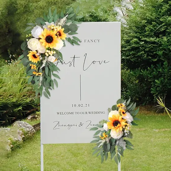 Artificial Sunflower Floral Swag Set of 2,Wedding Sign Flower Arrangements Rose {4}