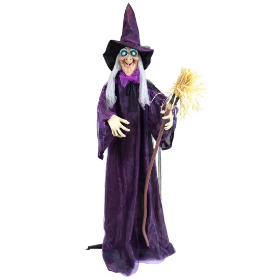 Northlight LED Lighted and Animated Witch Halloween Decoration - 5.5' Purple {3}