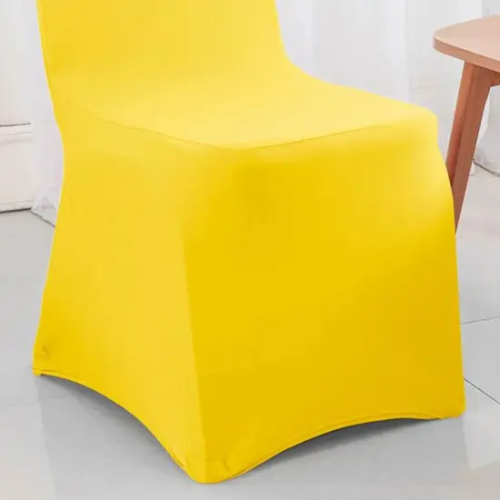Canary Yellow Spandex Banquet Chair Cover with Snug Fit for Events and Parties {4}