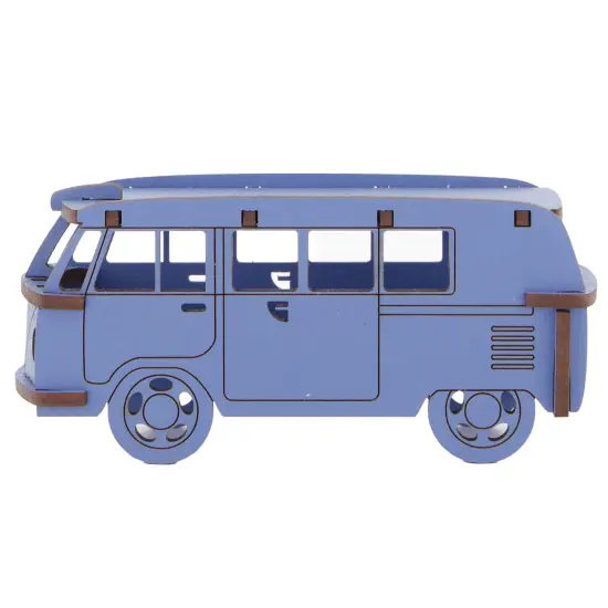 Little & Wood: Woodlet: Medium - Camper Van - Blue, 3D Wooden Vehicle Puzzle Kit, Easy Assembly Pop-Out Build Fun, Sustainably Sourced Wood, Ages 6+ {3}