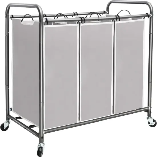 3 Section Laundry Sorter, 35.9 Gal (136 L) Laundry Hamper Cart {1}